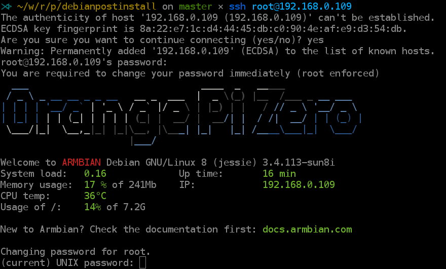 Primer login en //Orange Pi// Primer login en //Orange Pi//
