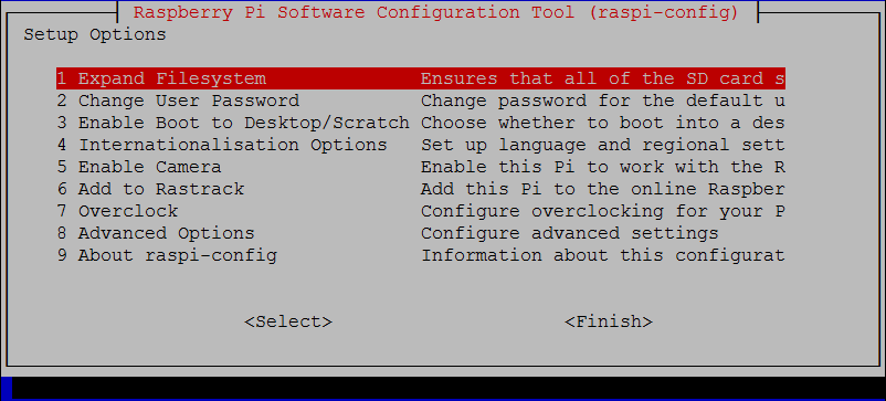 Menú de configuración de Raspberry Pi Menú de configuración de Raspberry Pi